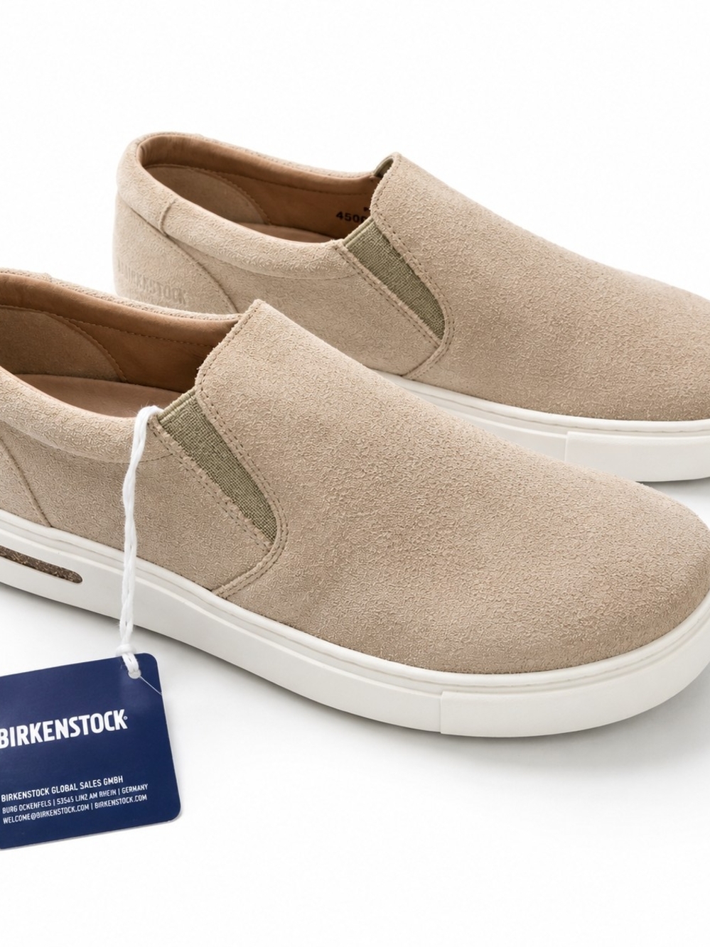 Birkenstock Oswego Suede Slip On Sneakers Womens 39 US 8 Narrow Beige New Box - Picture 2 of 11